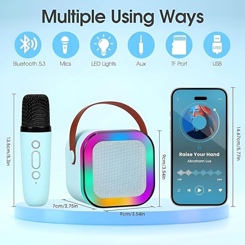 K12 Wireless Audio Microphone Bluetooth Speaker Portable Stereo Speaker Bluetooth Speaker Karaoke Speaker with Mic (random color) - Single Mic