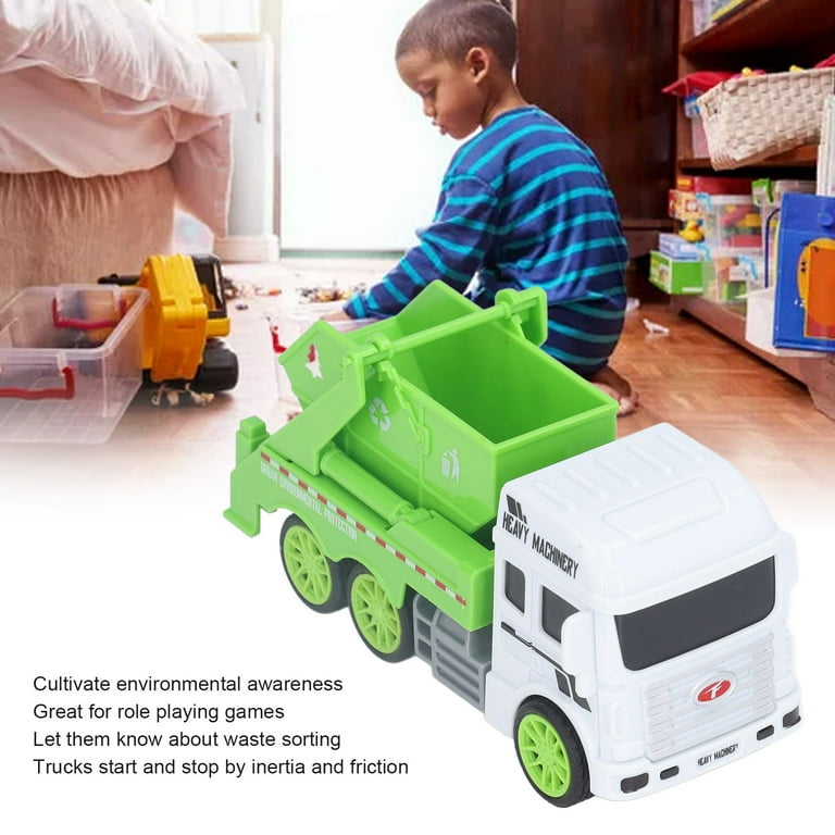 Toy Garbage Truck – Green Recycling Sanitation Vehicle with Real Sliding Action