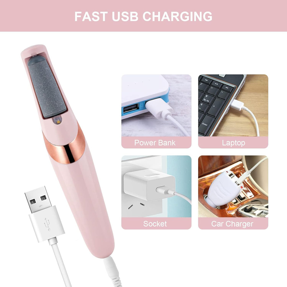Rechargeable Electric Foot File | Callus & Dead Skin Remover with LED Light