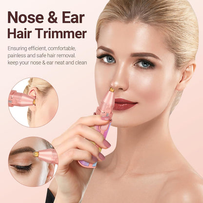 2 in 1 Rechargeable Eyebrow Trimmer & Facial Hair Remover – Painless, Flawless Shaver for Women
