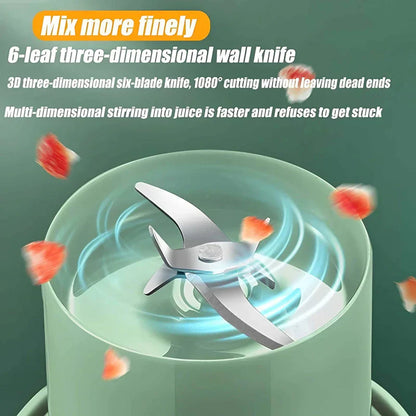 Portable Mini USB Rechargeable Juicer Blender with 6 Rotating Blades