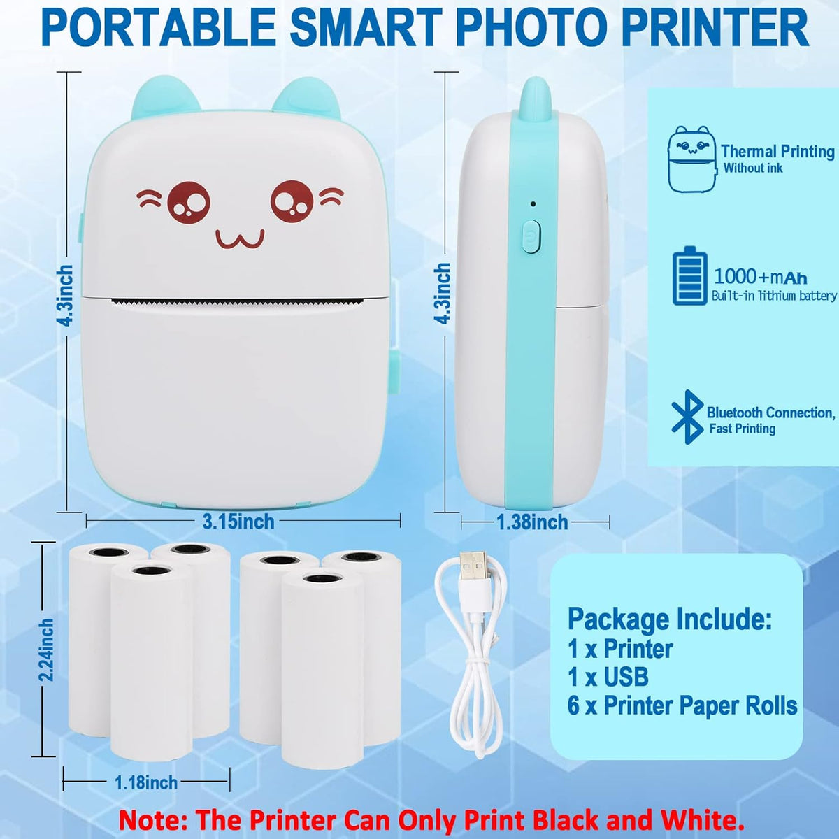 Wireless Mini Portable Thermal Pocket Printer