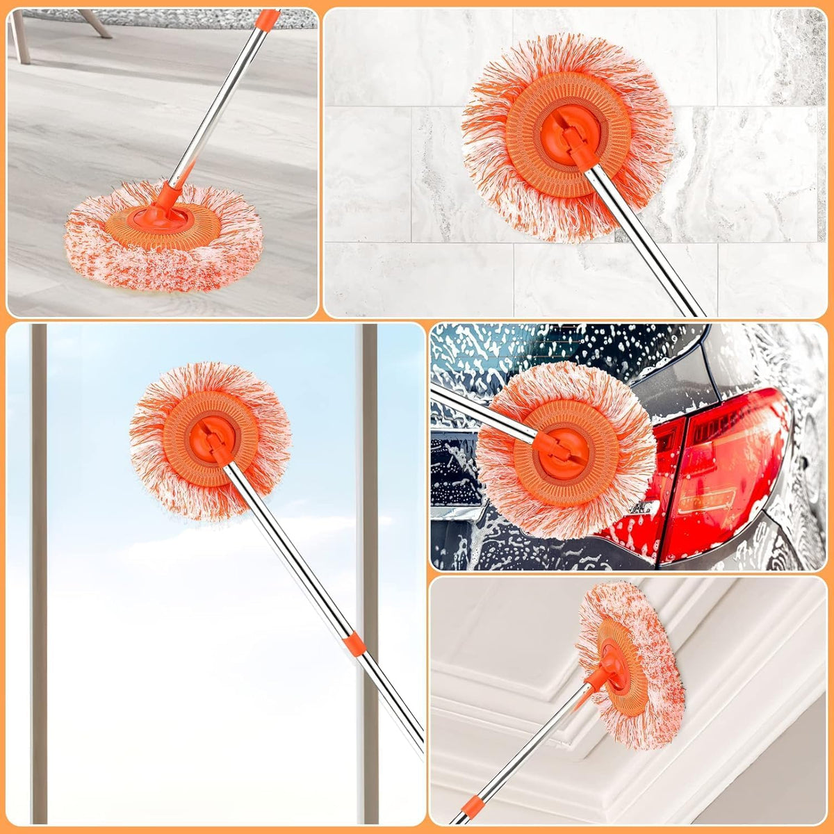 360° Rotating Microfiber Mop – Telescopic Handle for Home, Office & Car Cleaning