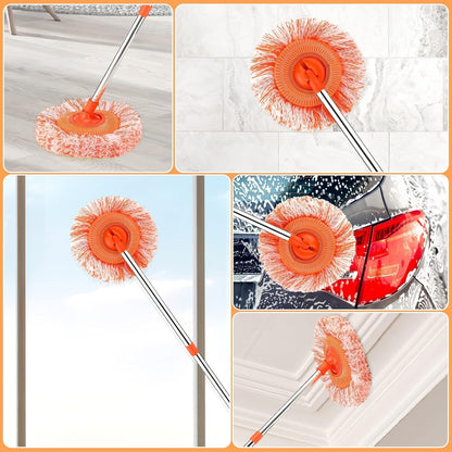 360° Rotating Microfiber Mop – Telescopic Handle for Home, Office & Car Cleaning